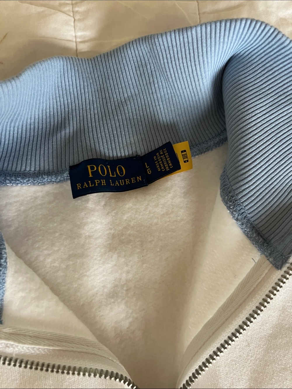 Ralph Lauren Polo 1/4 zip sweater white Large ombré L - Picture 7 of 12